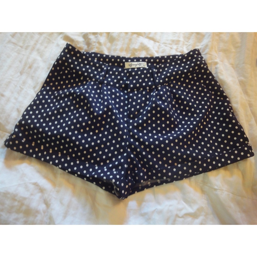 Spacegirlz juniors 13 black white polkadot shorts with tie belt